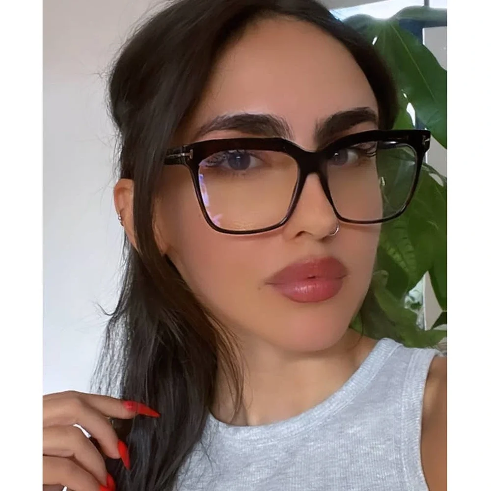 NEW Tom Ford FT5768-B Bluelight Frames in Brown Havana